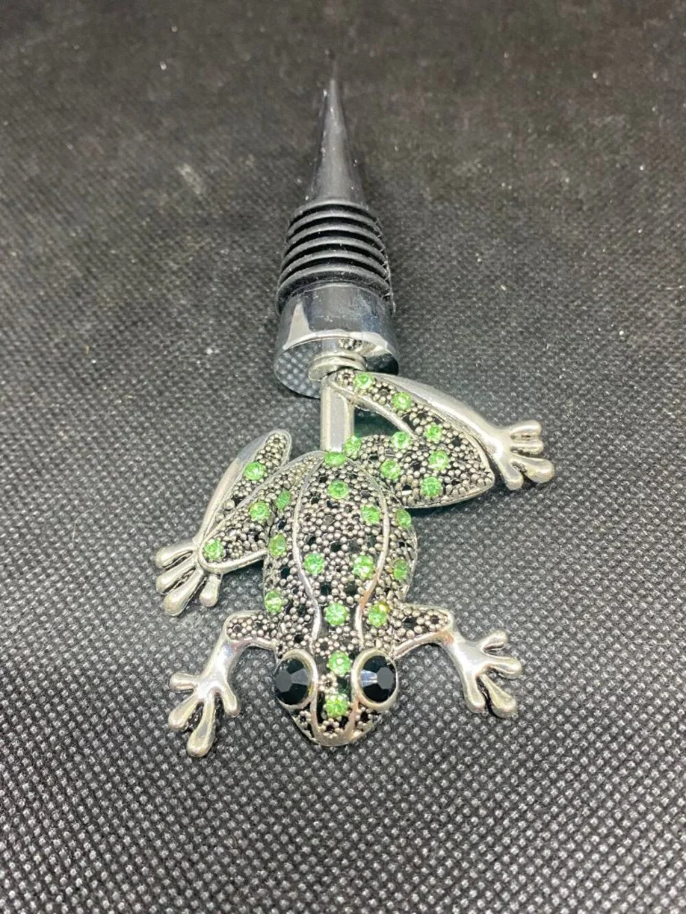 Rhinestone Frog Wine Stopper